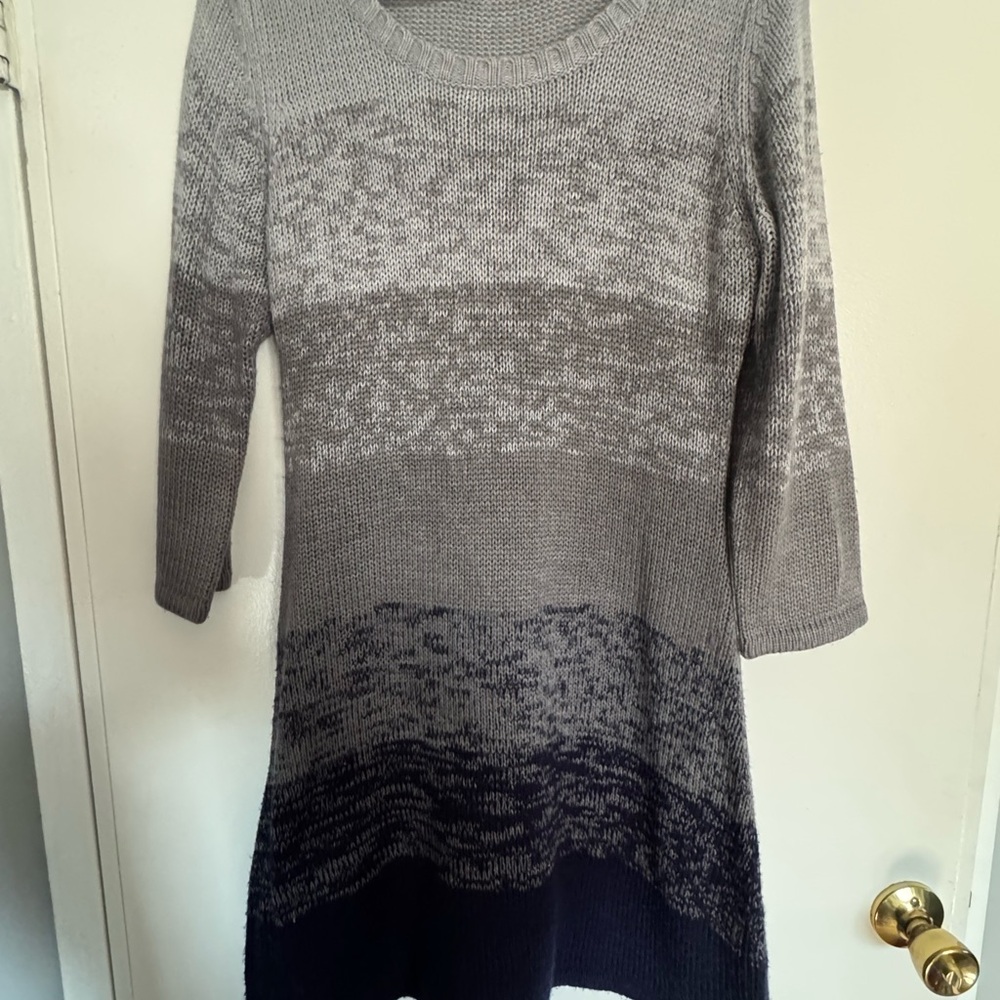 Pink Rose Gray & Navy Knit Sweater Dress